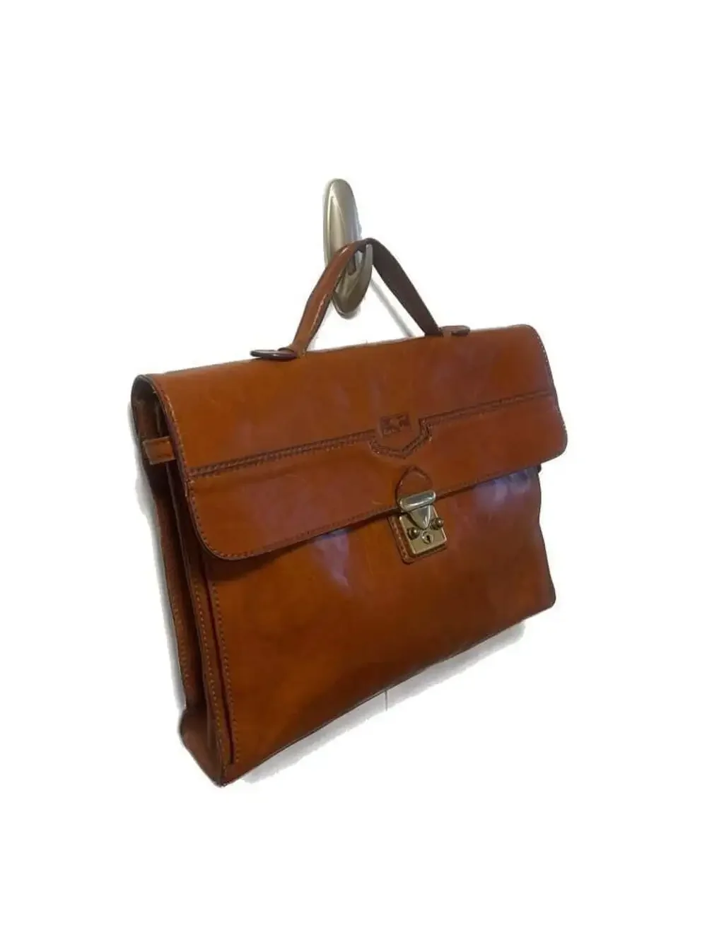 Vintage Conte Max Italian Brown Leather Briefcase Rare